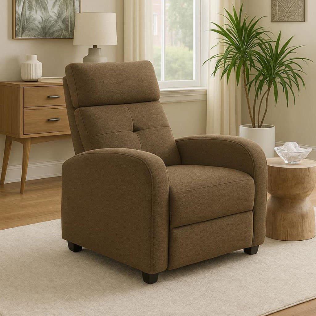 Modern Recliner Chair with Cushioned Back and Armrests