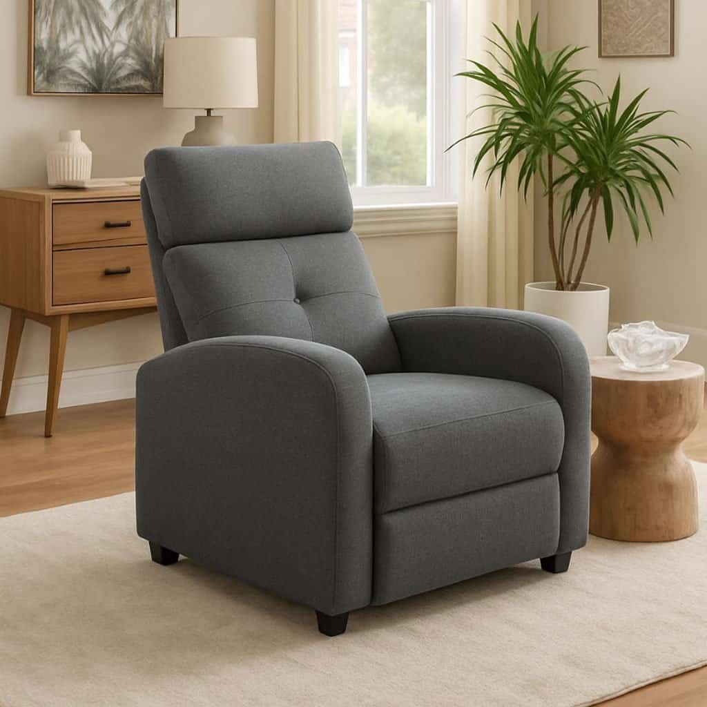 Modern Recliner Chair with Cushioned Back and Armrests