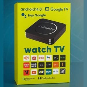 Android 14.0 TV Box with 4GB RAM, 16GB storage, and 8K HDMI output — available with delivery in Lebanon and Syria.