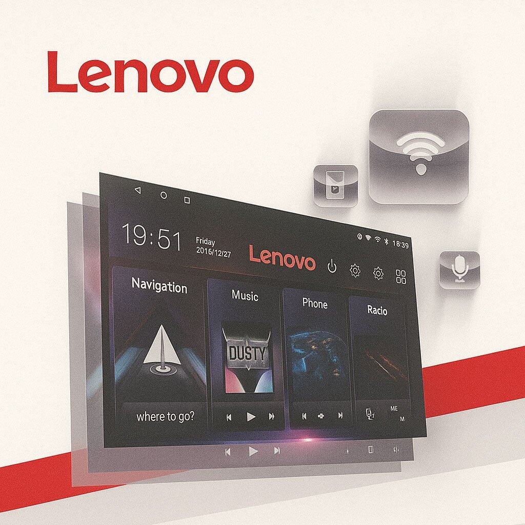 Android 9 Inch Lenovo Car Stereo with Apple CarPlay and Bluetooth