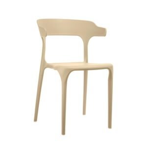 Beige Plastic Leisure Dining Chair – soft tone, minimalist, and durable for home and café use.
