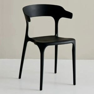 Black Plastic Leisure Dining Chair – modern, elegant, and stackable for home or office spaces.