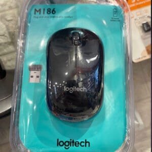 Logitech M186 2.4GHz Wireless Optical Mouse with USB Nano Receiver – 1000 DPI, 3 Buttons, Grey color, suitable for laptops and desktops. Fast delivery in Lebanon & Syria.**