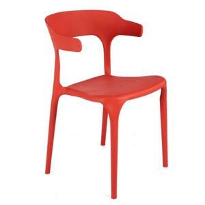 Red Plastic Leisure Dining Chair – contemporary, durable, and stylish for home and restaurant use.