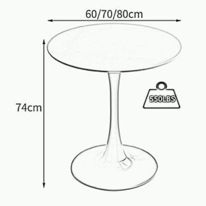 Round Modern Table – granite top with metal pedestal, elegant and durable design for dining room, kitchen, café, and office use.