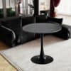 Round Modern Table – granite top with metal pedestal, elegant and durable design for dining room, kitchen, café, and office use.