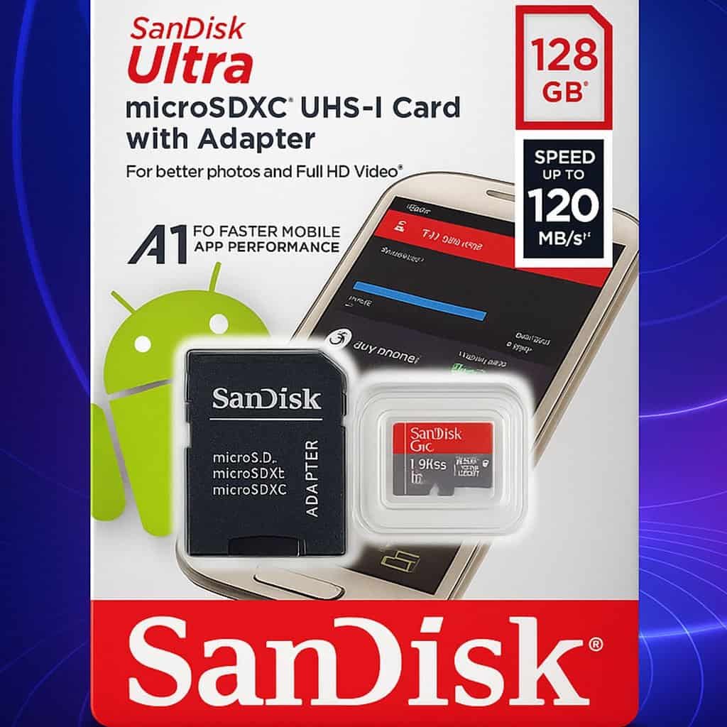 SanDisk Ultra Memory Card 128GB – High-speed microSDXC with adapter, available in Lebanon and Syria.