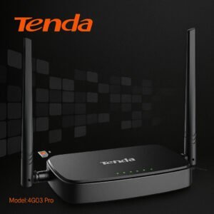 Tenda 4G Router 4G03 Pro – High-speed 4G LTE WiFi router with dual antennas, 150 Mbps speed, LAN/WAN ports, and portable power options.