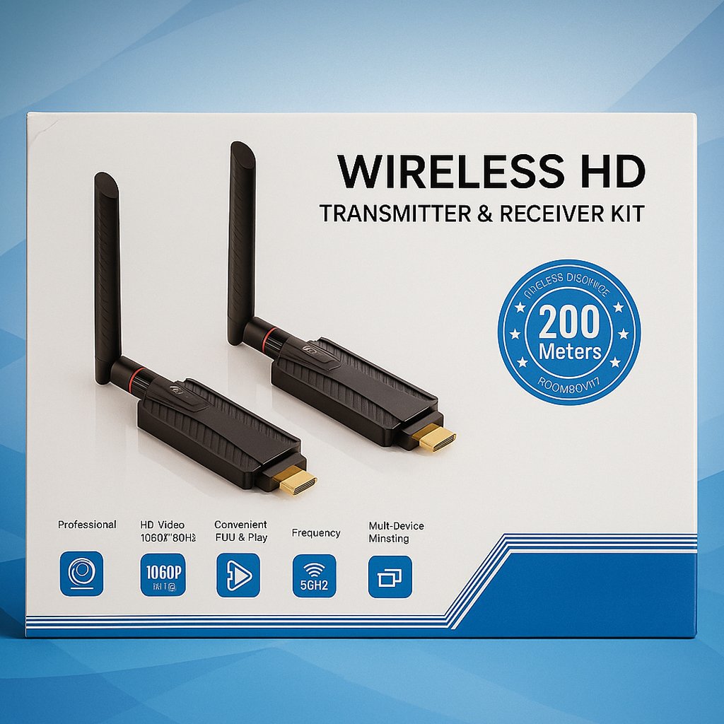 Wireless HD Transmitter and Receiver Kit 200m HDMI 1080p 60Hz – Wireless HDMI signal extender with 5GHz connection