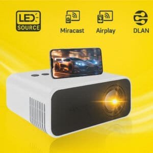 YT500 MINI Projector – Portable LED projector with wired mirroring and 60-inch display for home and kids.
