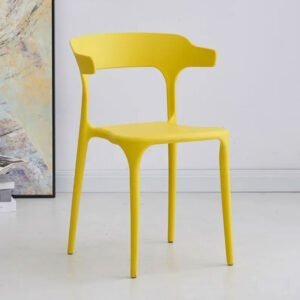Modern Yellow Plastic Leisure Dining Chair – bright, durable, and comfortable design for dining or café.