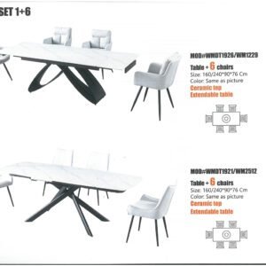 Modern dining table with elegant design and durable wooden or marble top