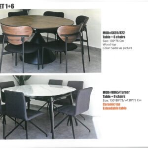 Modern dining table with elegant design and durable wooden or marble top