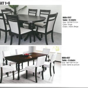 Modern dining table with elegant design and durable wooden or marble top