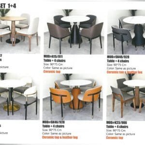 Modern dining table with elegant design and durable wooden or marble top