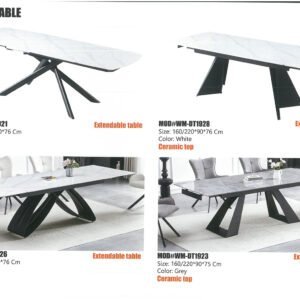 Modern dining table with elegant design and durable wooden or marble top