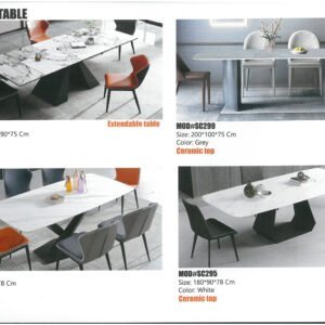 Modern dining table with elegant design and durable wooden or marble top