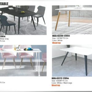 Modern dining table with elegant design and durable wooden or marble top