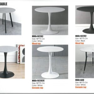 Modern dining table with elegant design and durable wooden or marble top
