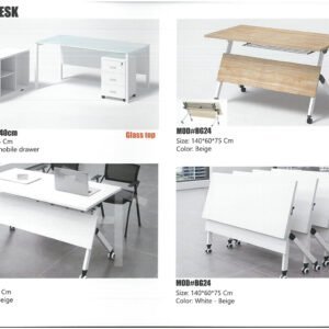 Modern desk with functional design and durable workspace surface